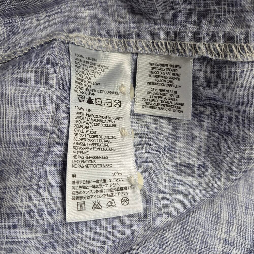 Tommy Bahama Relax Linen Men XXL Long Sleeve Shirt Blue Lightweight Marlin Logo - Picture 9 of 11